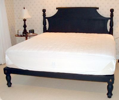 Bedding  Black Furniture on Antiqued With Black Over Slate Milk Paint  Shown With Platform